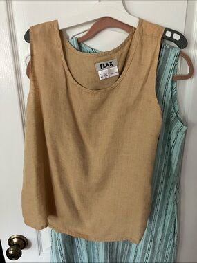 Flax Lightweight Linen Tank Top in Tan